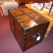 A C19th metal bound oak silver chest by