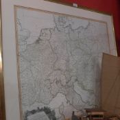 A framed map of the post roads of German