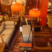 A 1950's floor standing lamp with two or