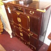 A C20th Korean hardwood side cabinet wit