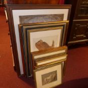 A collection of thirteen various framed