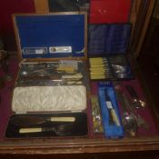 A collection of silver plated flatware a