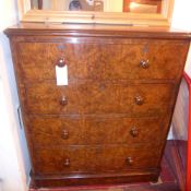 A Victorian burr walnut chest fitted two