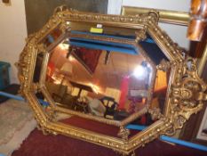 A French style gilt wall mirror with div