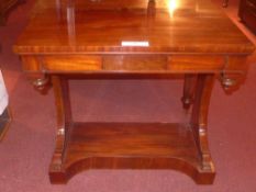 A C19th mahogany console table raised on