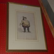 A glazed and framed watercolour of a man