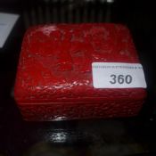 A Chinese cinnibar lacquer and turquoise