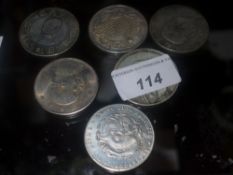 Six Chinese silver coins