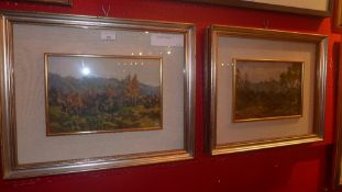 A pair of glazed and framed oil on canva