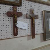 Two gilded and marquetry inlaid crucifix
