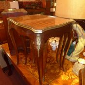 A French parquetry inlaid mahogany nest