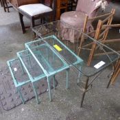 A C20th gilded frame glass top low table