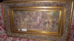 A gilted framed plaque of a classical Roman scene