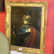 An oil on canvas portrait of a knight si