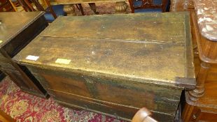A large hand painted pine trunk with hin