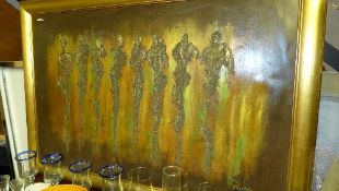 A mixed media on board figure compositio