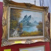 A C20th oil on canvas mountainous landsc