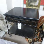 A Regency design ebonised tole ware two