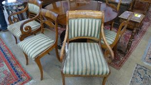 A set of six C19th inlaid satin walnut c