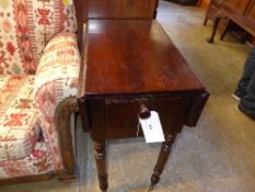 A Victorian mahogany work table the fall