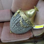 A gilt metal and glass basket form ceili