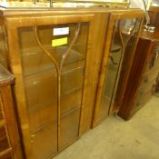 An Art Deco walnut display cabinet  (one glass panel a/f)