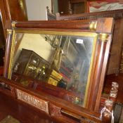 A C19th rosewood overmantel mirror the r