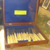 A late Victorian cased knives and fork w