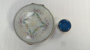 A silver classical enamel box and a silv