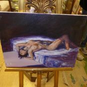 An oil on canvas 'Being Jennifer' by lee