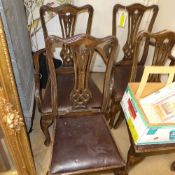 A set of four stained  beech dining chai