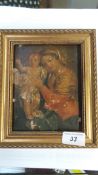 ''Madonna and child'' a print applied to panel