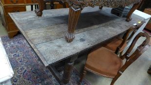 An antique oak refectory table the plank