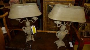 A pair of tole ware style table lamps