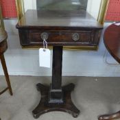 A C19th inlaid mahogany pedestal work ta