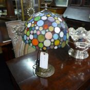 A pair of Tiffany style lamps with polka dot shades