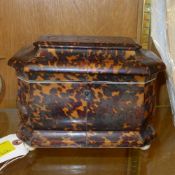 A Regency tortoiseshell tea caddy of sar