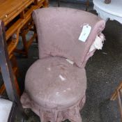 A pair of splat back side chairs and a Victorian nursing chair