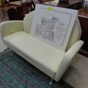 A white leather angular forum two seater