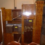 An Art Nouveau marquetry inlaid satinwoo