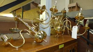 A Dutch style brass eight hight chandeli