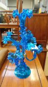 A turquoise glass epergne
