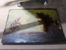 An early C19th oil on canvas panel lands