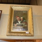 An oil on canvas C19th continental school portrait elderly couple