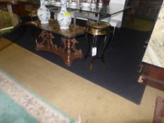 A contemporary navy blue rug