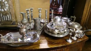 A collection of silver plated items incl