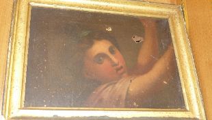 An early C19th oil on canvas of a young maiden