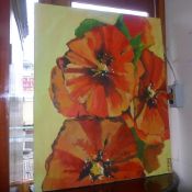 An oil on canvas depicting flower heads