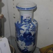 A C19th Chinese blue and white porcelain vase decorated with figures with a four character mark to