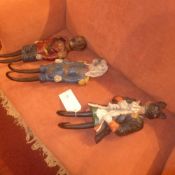 Three animal form wall mounted coat hooks (one A/F)